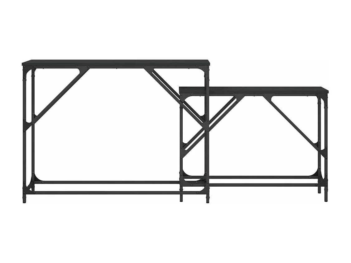 Mesas consolas de encastrar 2 peças em madeira de engenharia preta