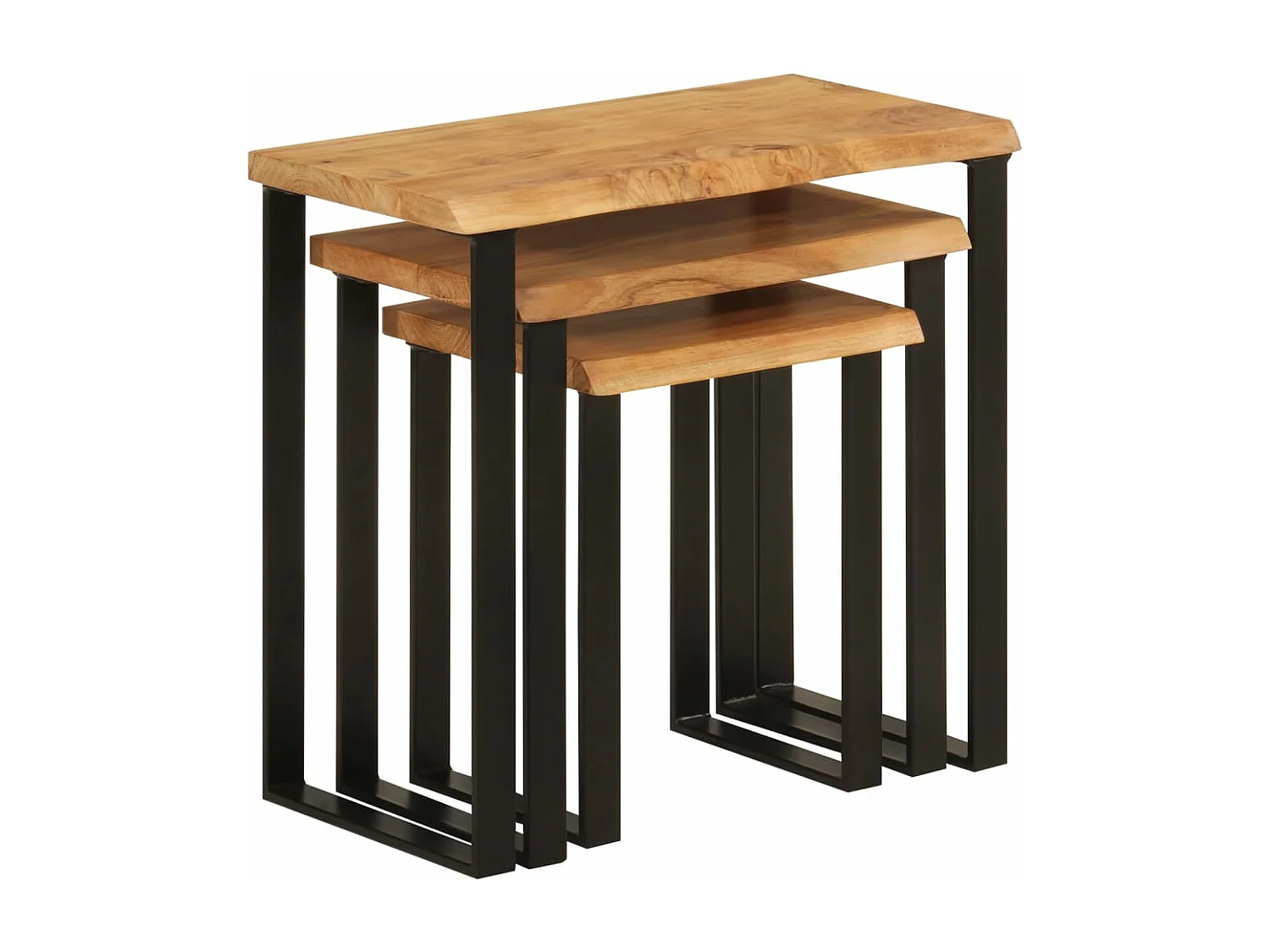 Tables gigognes 3 pcs avec bord vivant bois massif d'acacia