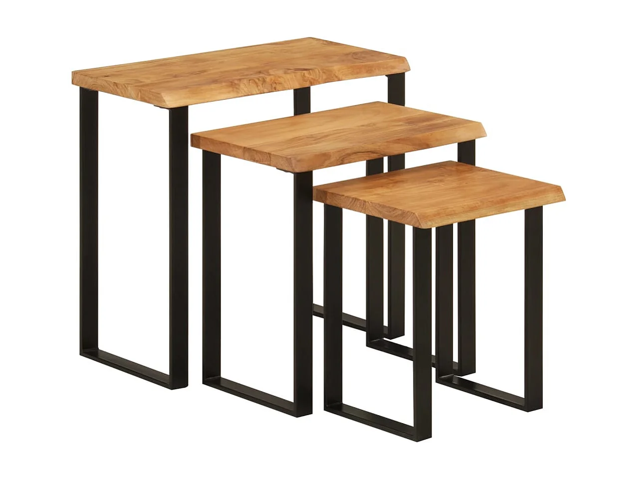 Tables gigognes 3 pcs avec bord vivant bois massif d'acacia