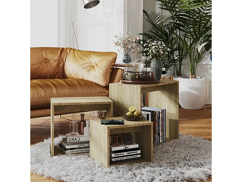 Tables gigognes 3 pcs Chêne sonoma Aggloméré