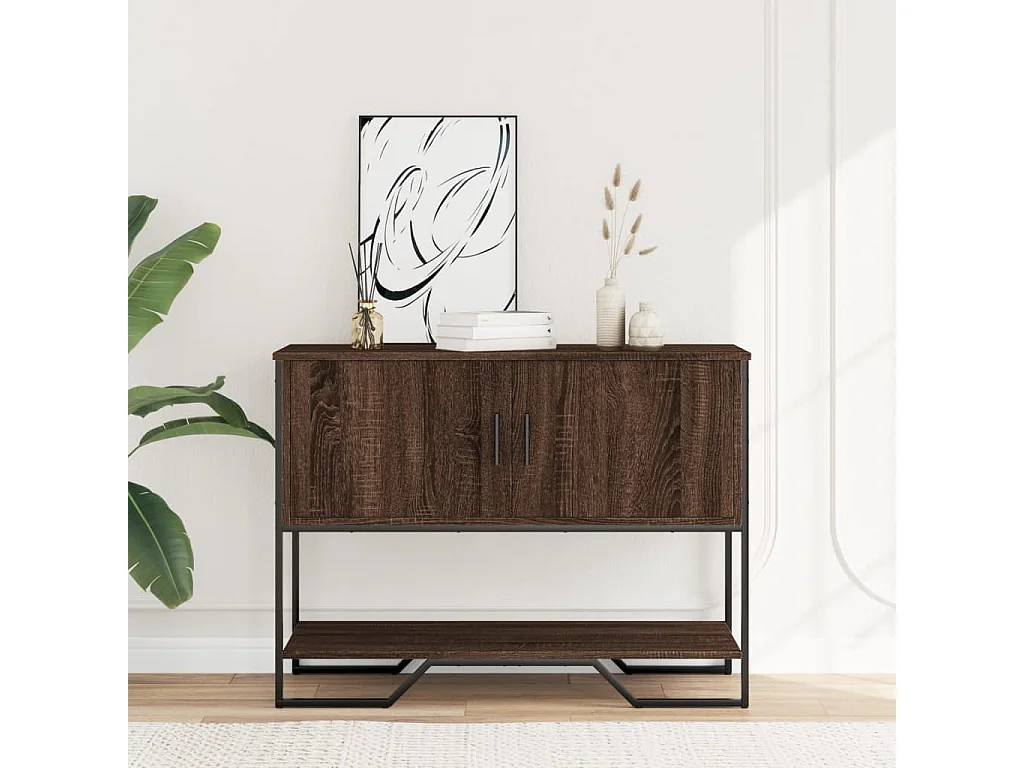 Mesa consola roble marrón 100x35x74,5 cm madera contrachapada