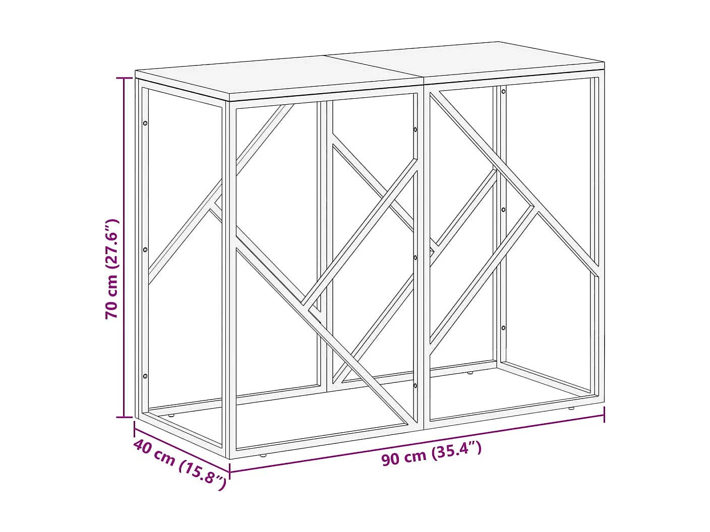Consolle in acciaio inox silver e legno massello di larice