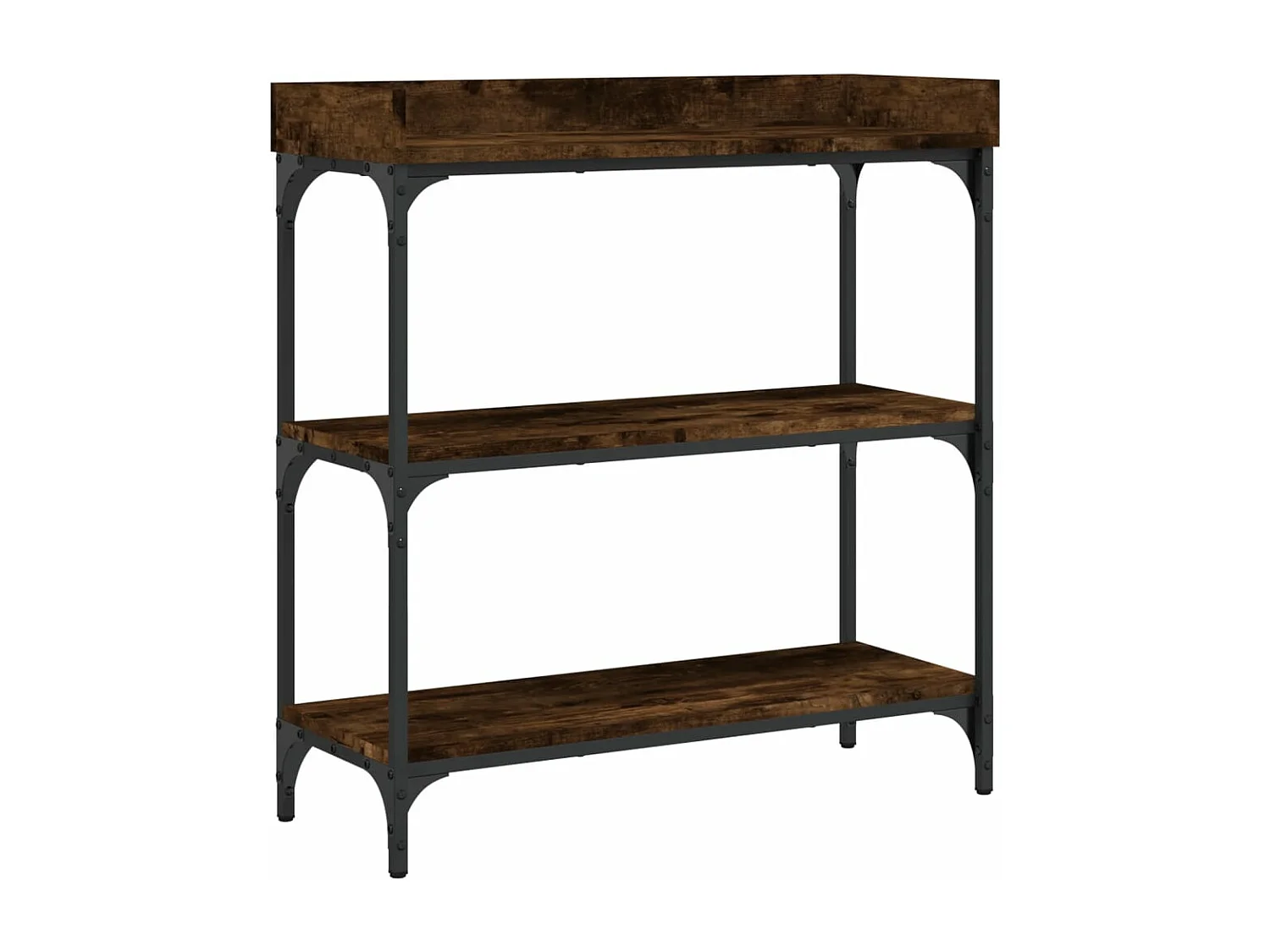 Consolle con ripiani in rovere affumicato 75x30x80 cm