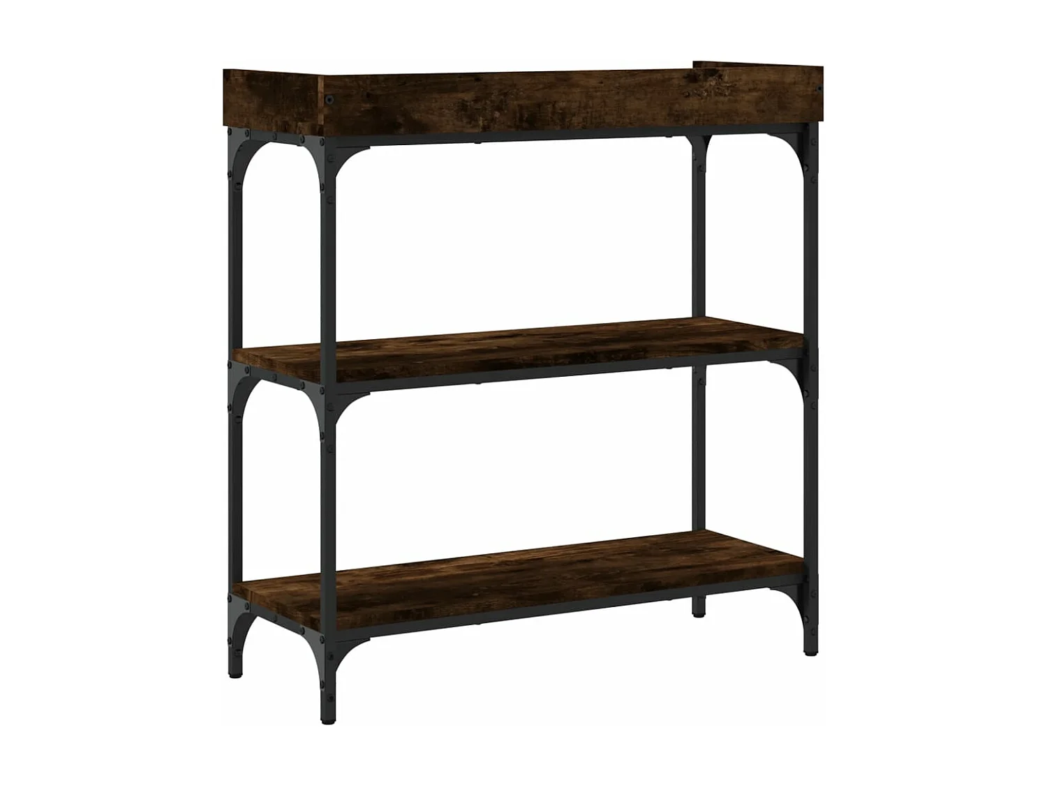 Consolle con ripiani in rovere affumicato 75x30x80 cm