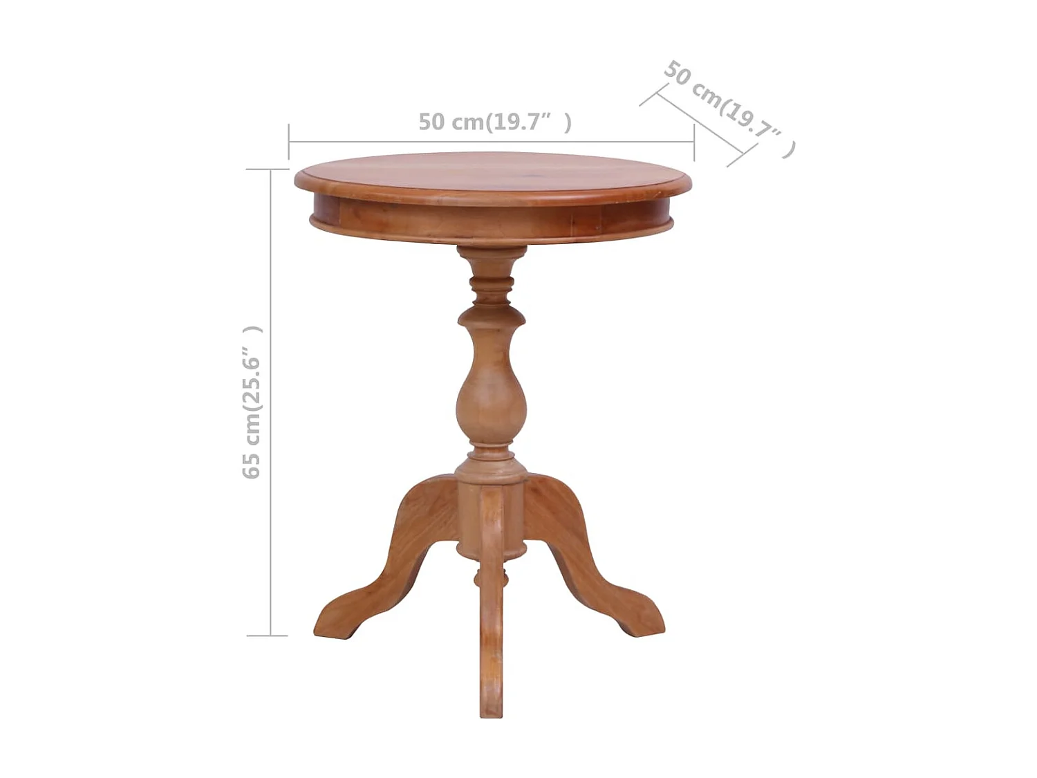 Tavolino Naturale 50 x 50 x 65 cm Legno massello di mogano