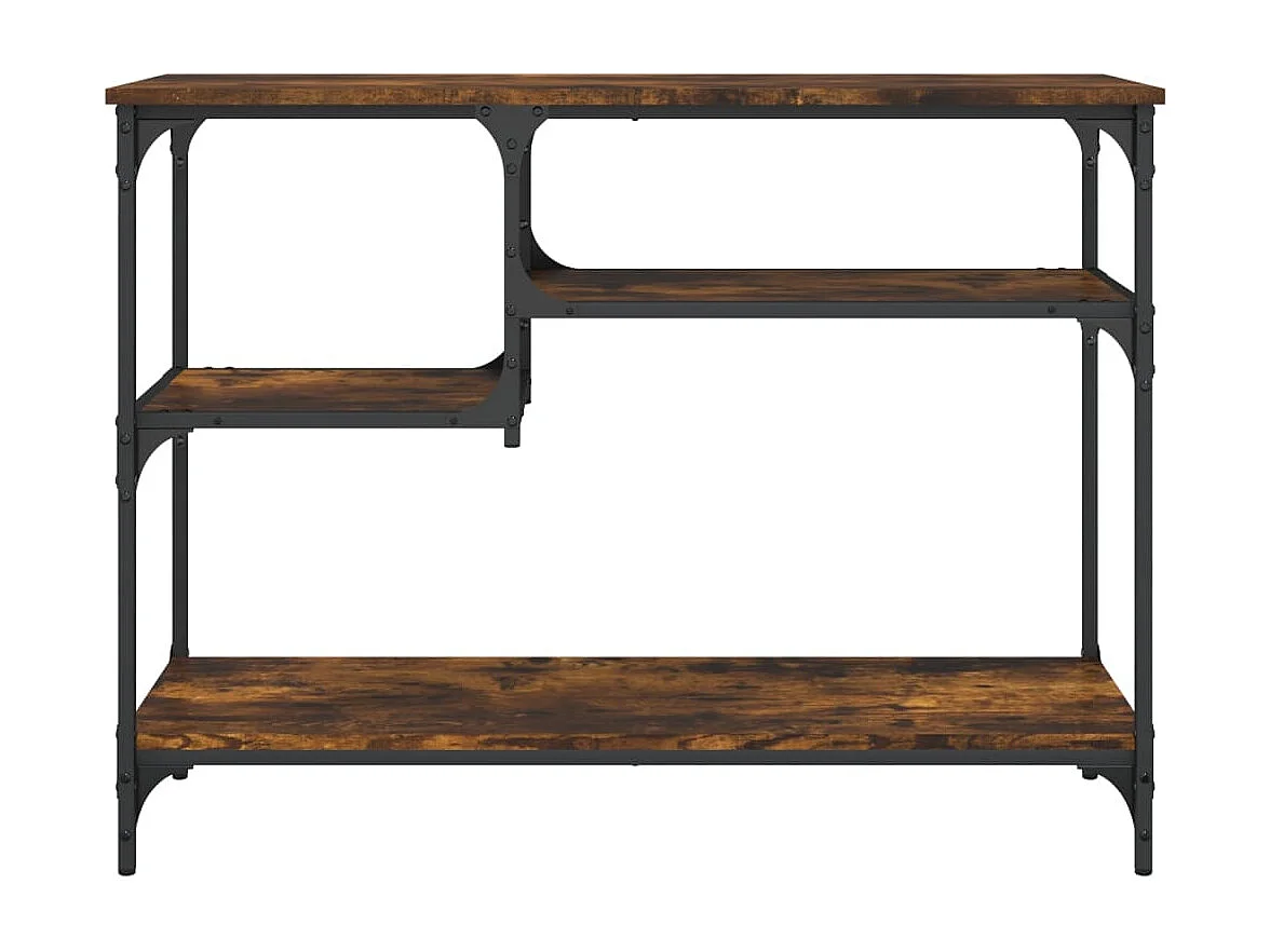 Table console avec étagères chêne fumé 100x35x75 cm