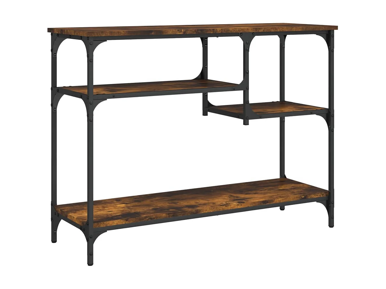 Table console avec étagères chêne fumé 100x35x75 cm