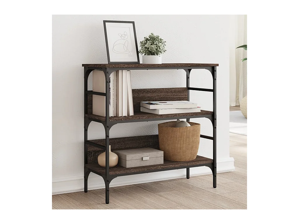 Bruin eiken consoletafel 75x32x75 cm samengesteld hout