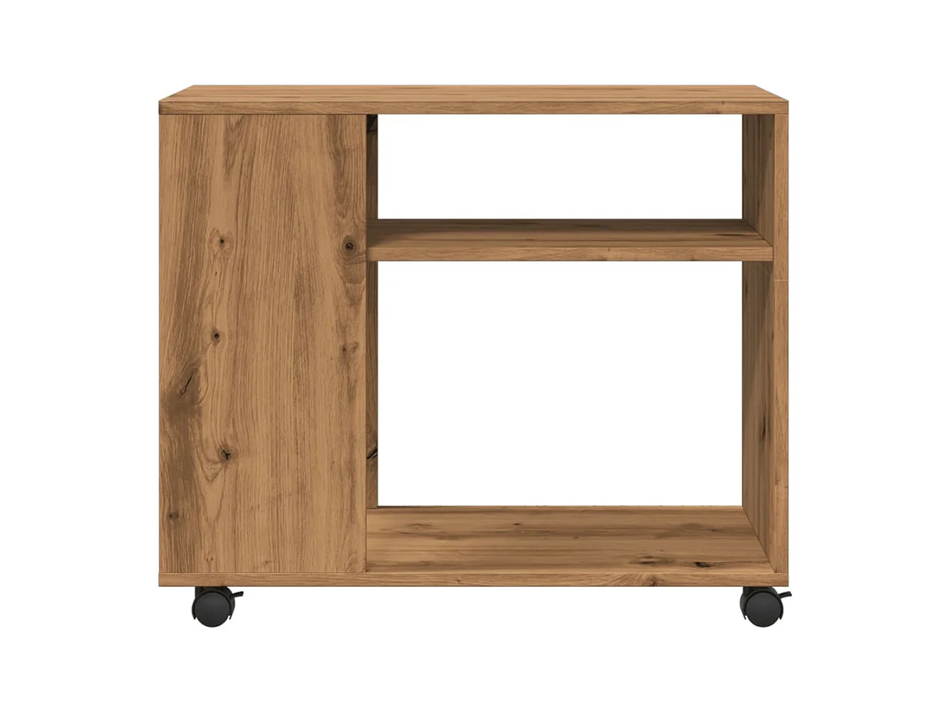 Bijzettafel met wielen, handgemaakt eikenhout