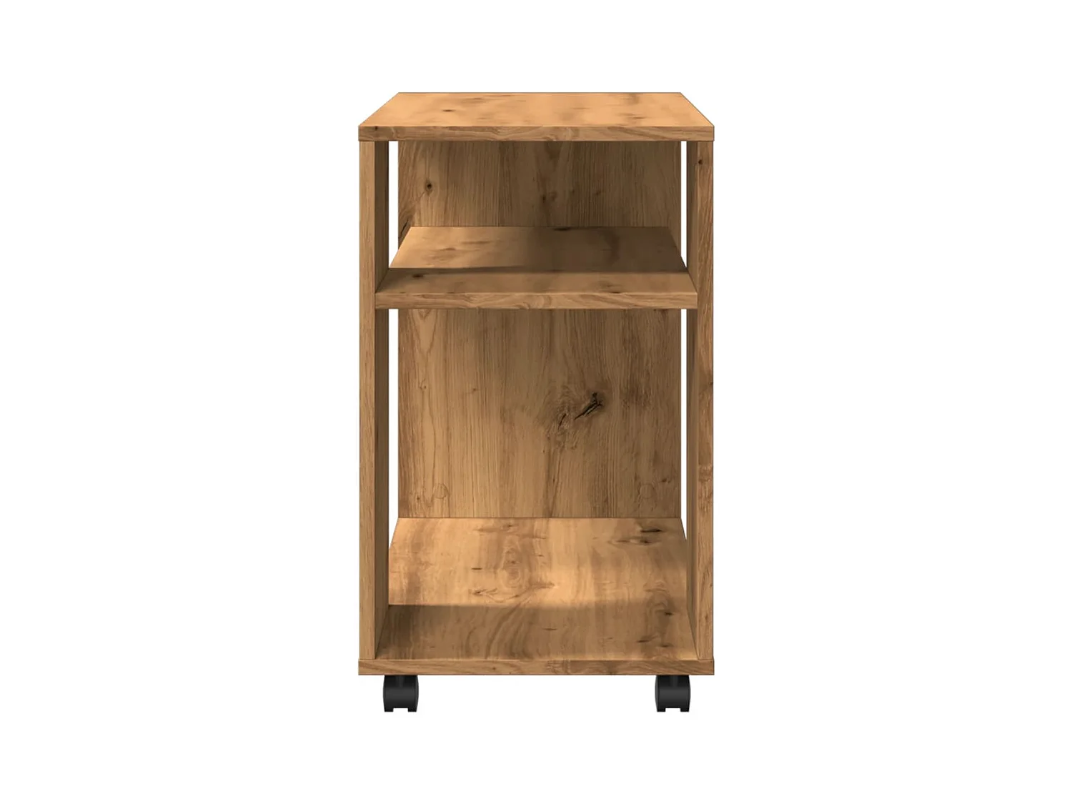 Bijzettafel met wielen, handgemaakt eikenhout