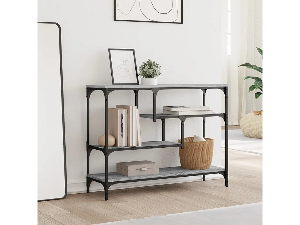 Table console sonoma gris 100x30x75 cm bois d'ingénierie