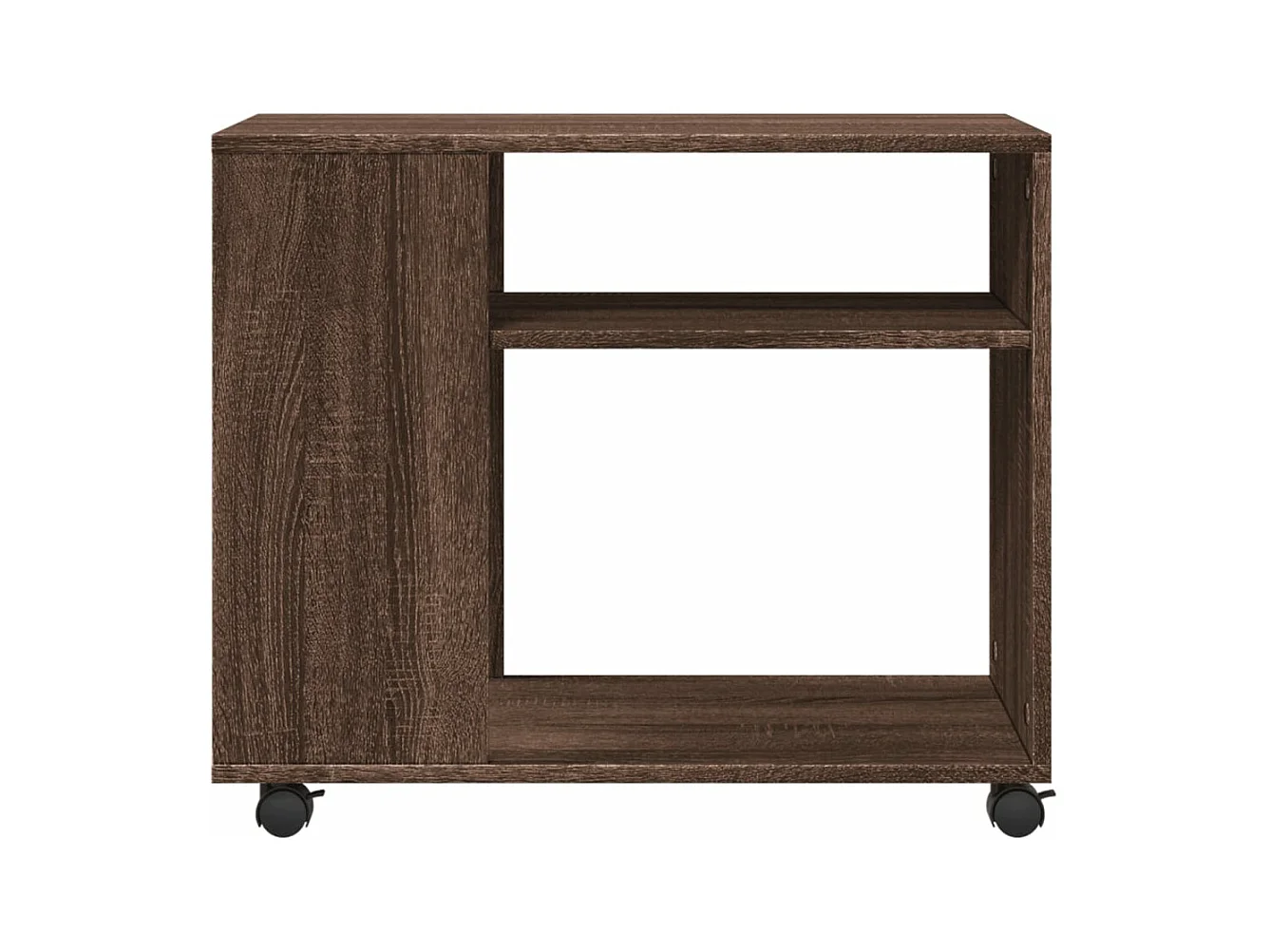 Bijzettafel met wielen bruin eiken parket