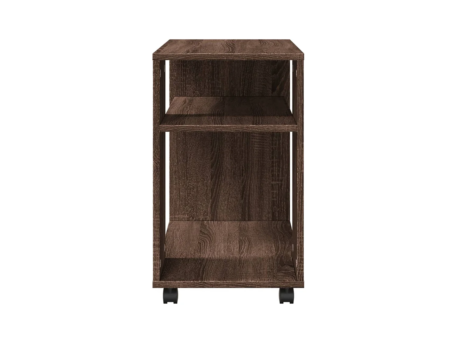 Bijzettafel met wielen bruin eiken parket