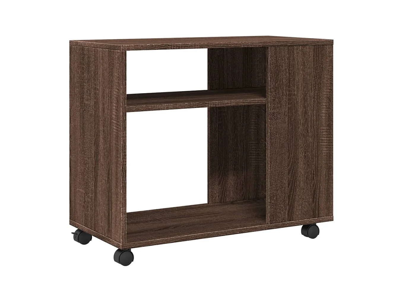 Bijzettafel met wielen bruin eiken parket