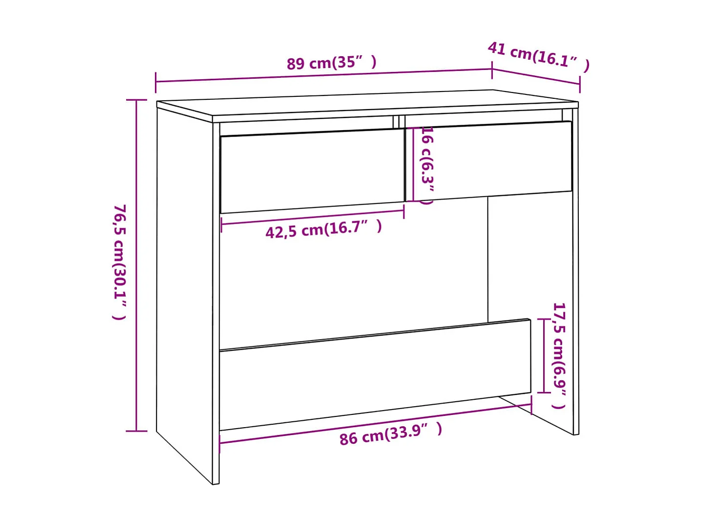 Consolle Bianco 89x41x76,5 cm Acciaio