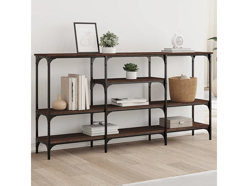 Mesa consola de roble marrón 160x29x80 cm de madera contrachapada