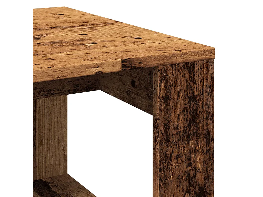 Mesa lateral de madeira antiga 50x50x35 cm madeira projetada