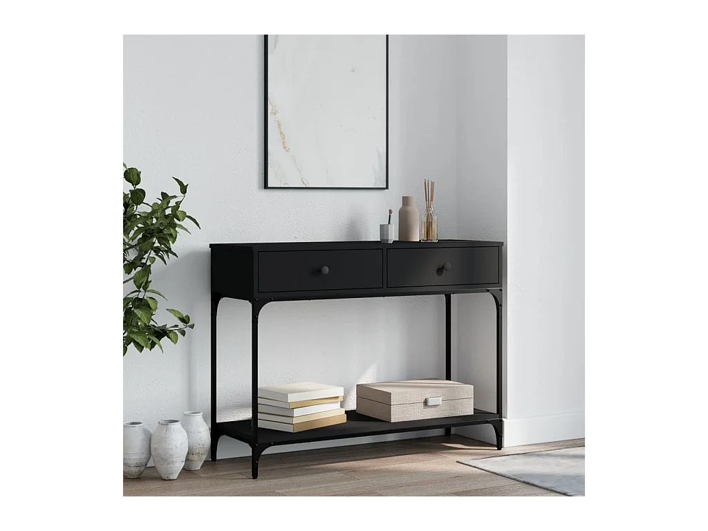 Zwarte consoletafel 100x34,5x75 cm samengesteld hout