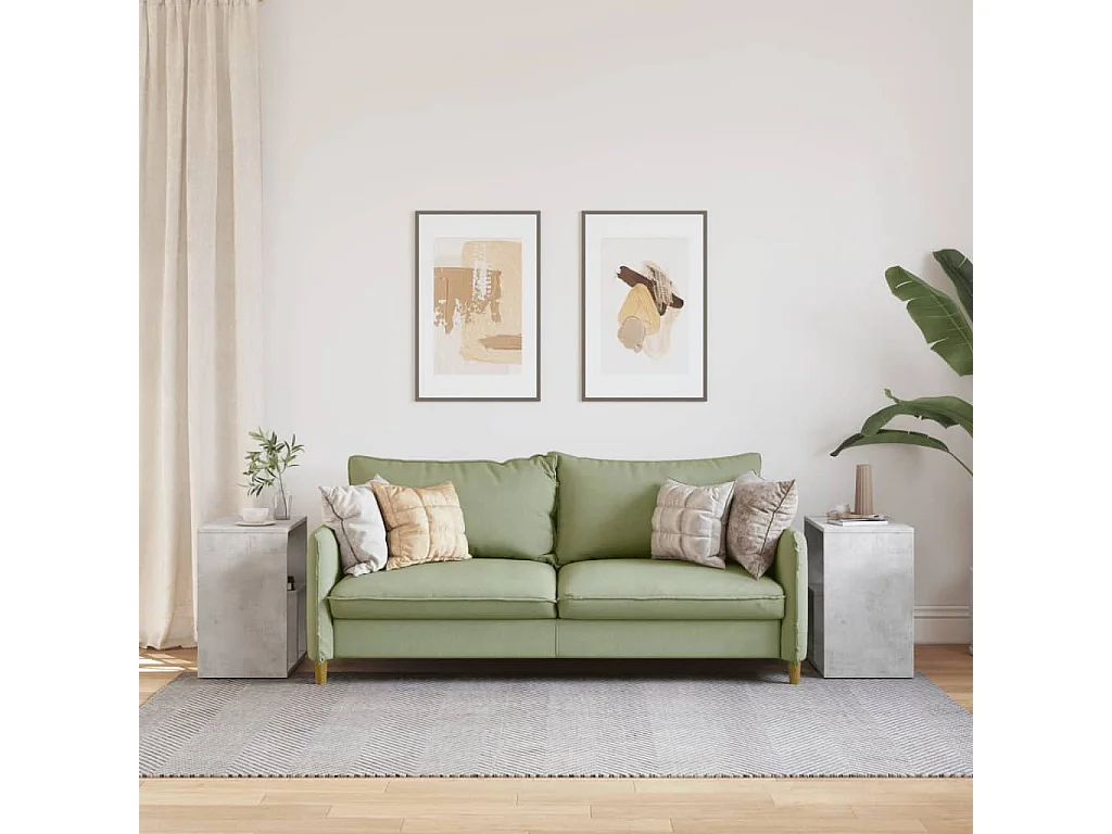 Tavolini laterali 2 pezzi in MDF grigio cemento 50x30x50 cm