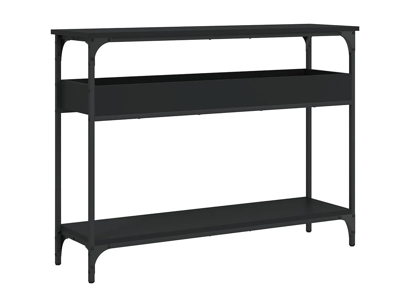 Consolle con ripiano nero 100x29x75 cm in derivati del legno