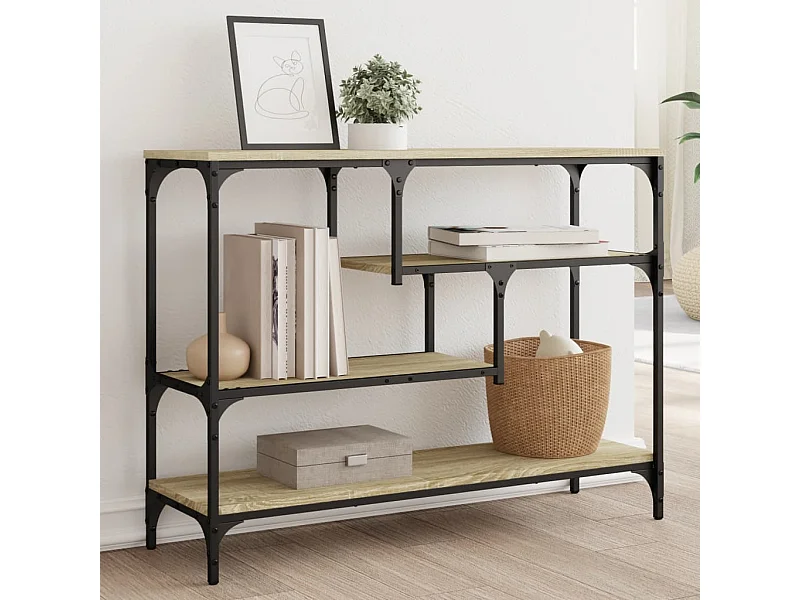 Mesa consola roble Sonoma 100x30x75 cm madera contrachapada