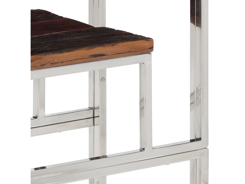 Table console argenté acier inoxydable et bois de mélèze massif