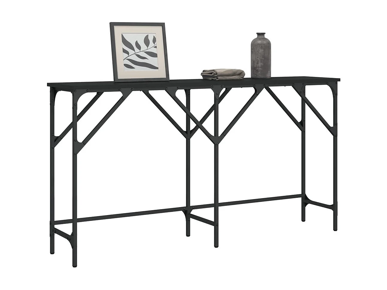 Table console noir 140x29x75 cm bois d'ingénierie