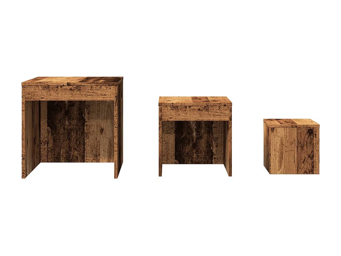 Tables gigognes 3 pcs vieux bois bois d'ingénierie