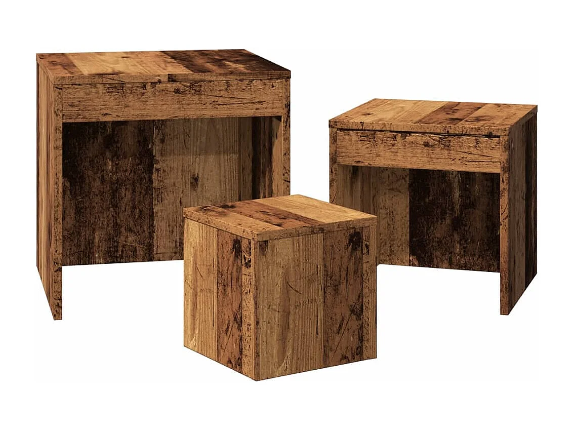Tables gigognes 3 pcs vieux bois bois d'ingénierie