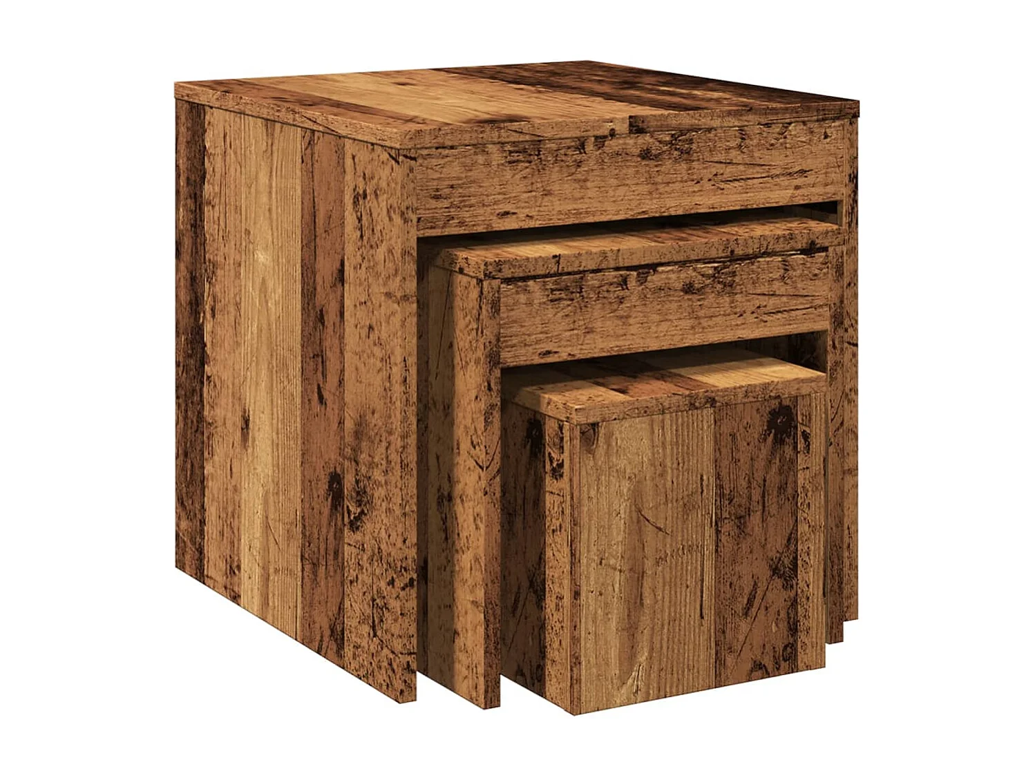 Tables gigognes 3 pcs vieux bois bois d'ingénierie