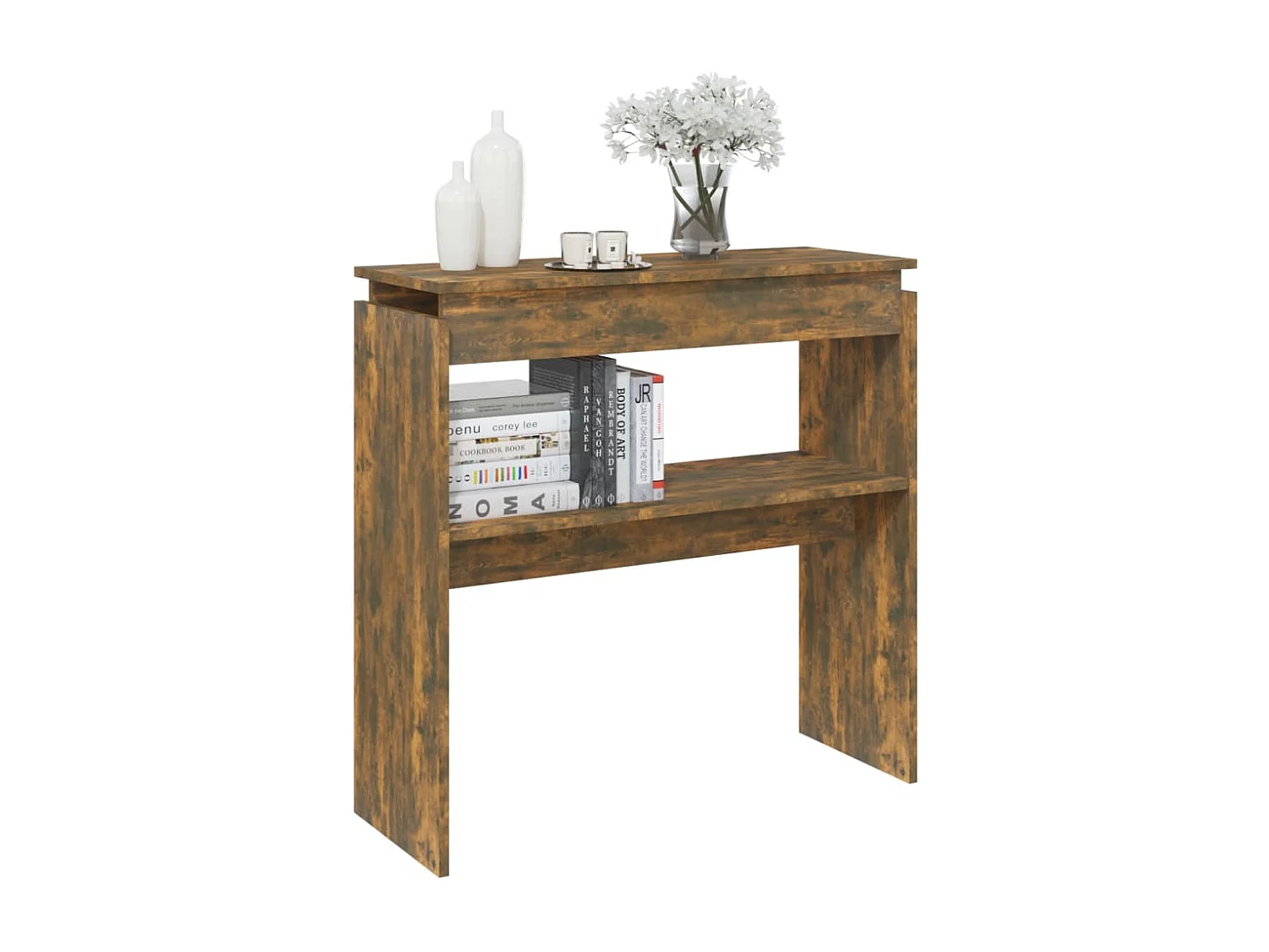 Table console Chêne fumé 80x30x80 cm Bois d'ingénierie