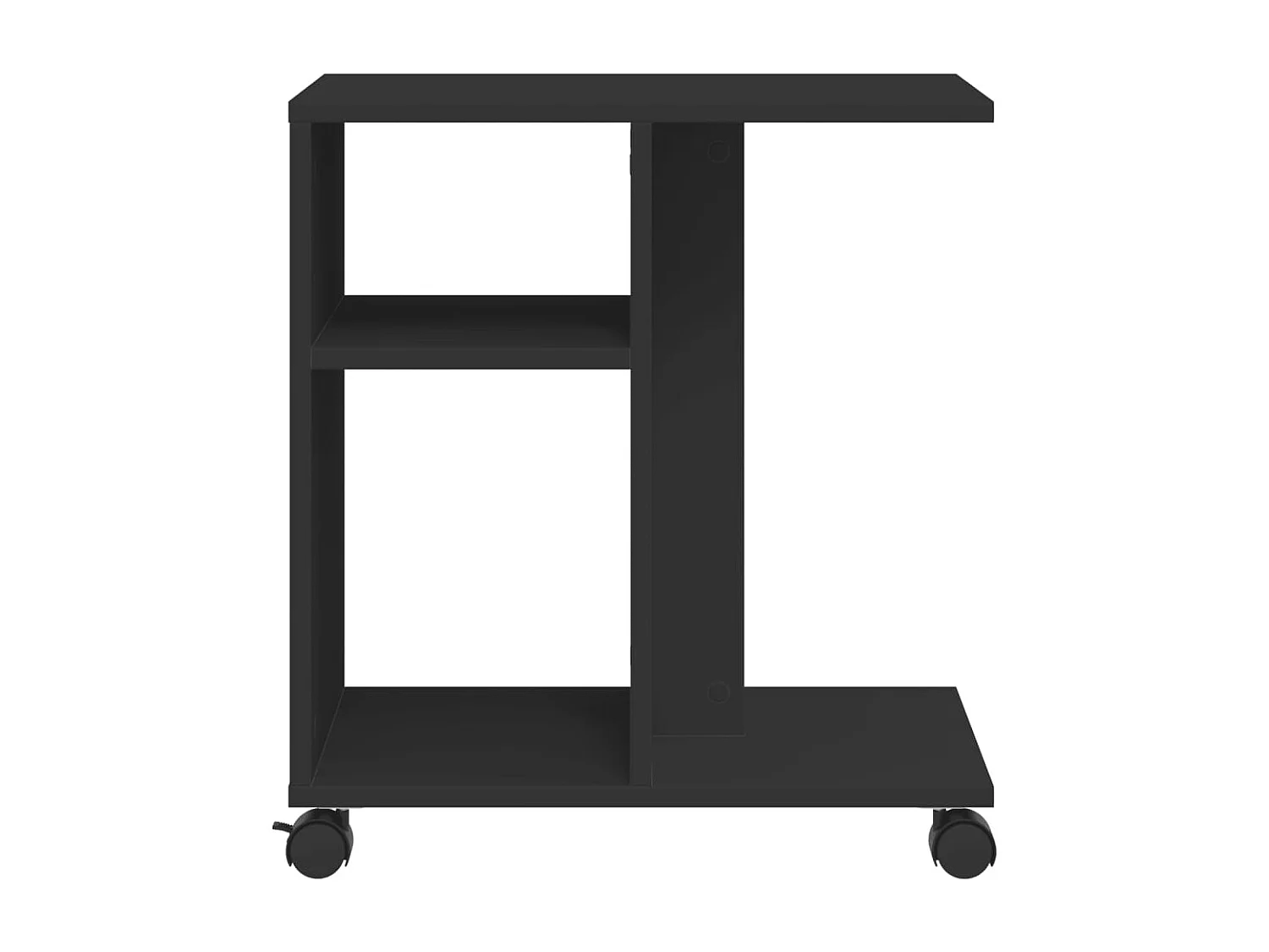 Mesa auxiliar con ruedas madera contrachapada negra 50x30x55 cm