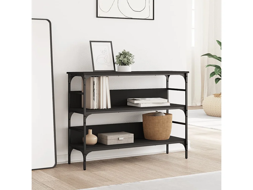 Table console noir 100x32x75 cm bois d'ingénierie