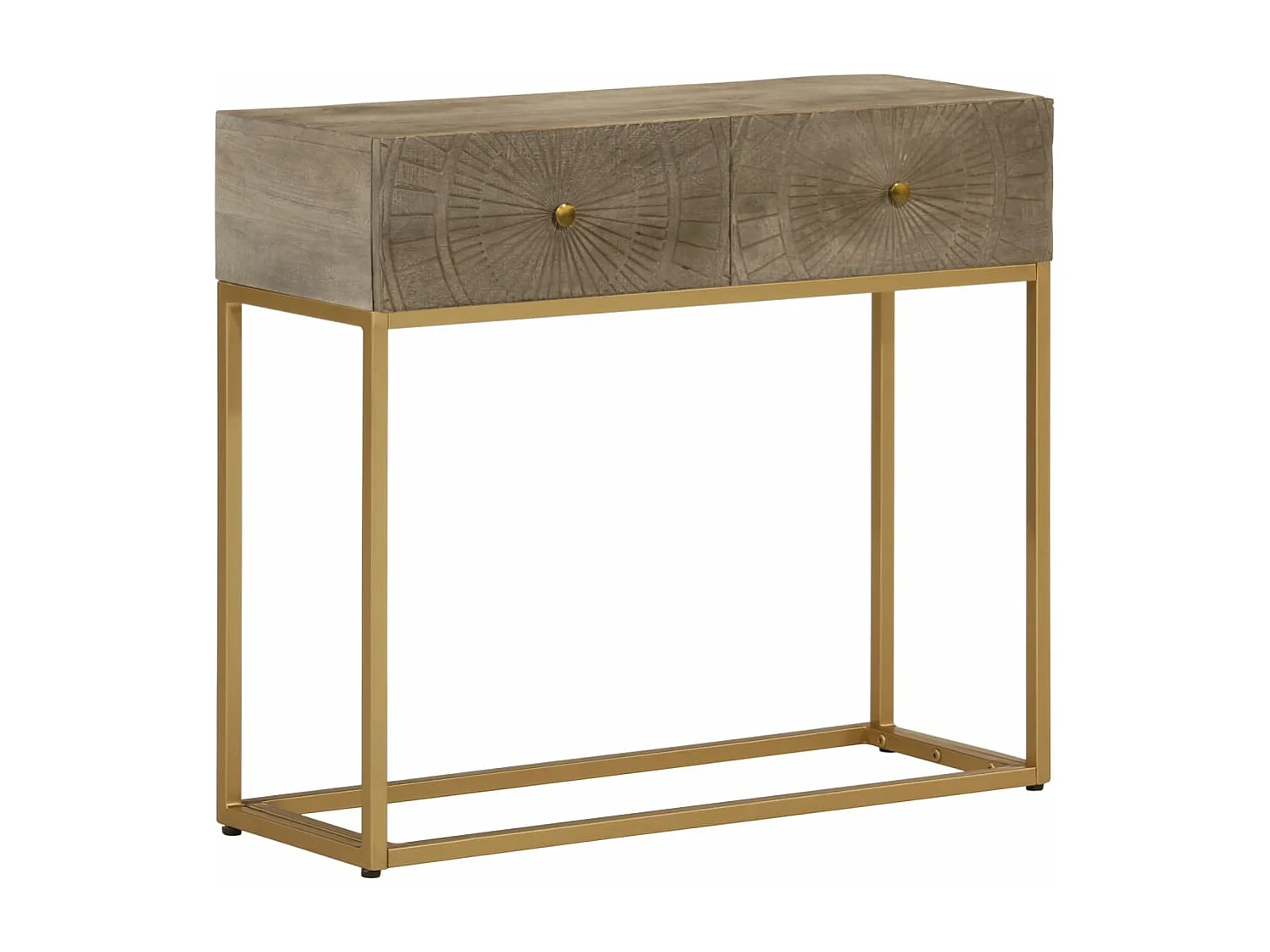 Table console 90x30x76 cm bois massif de manguier et fer