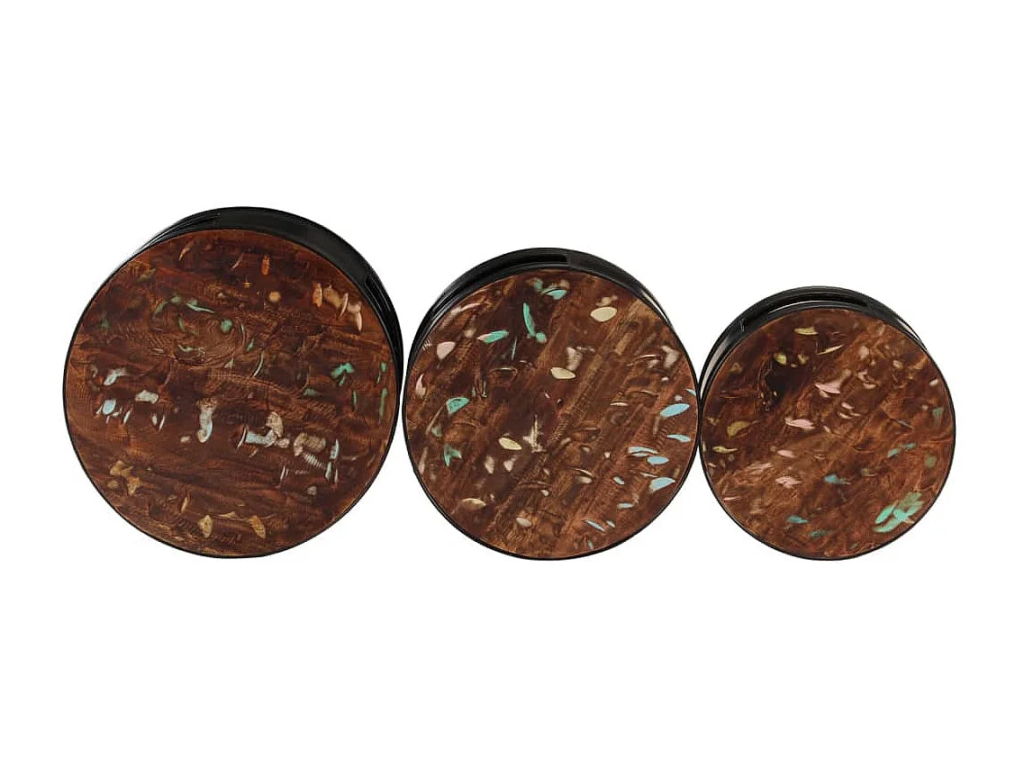 Bartafels in trommelvorm, 3 stuks massief teruggewonnen hout