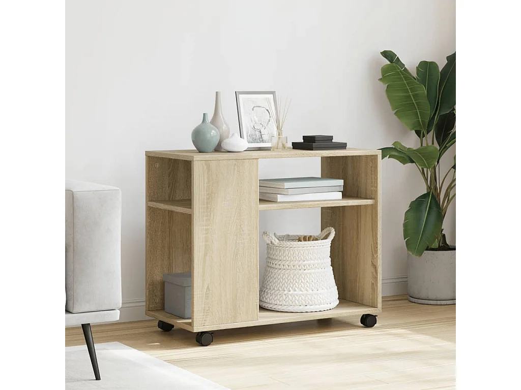 Table d'appoint avec roues Chêne sonoma bois d'ingénierie