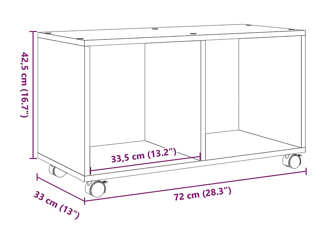 Betongrauer Rollschrank 72x33x42,5 cm, Holzwerkstoff