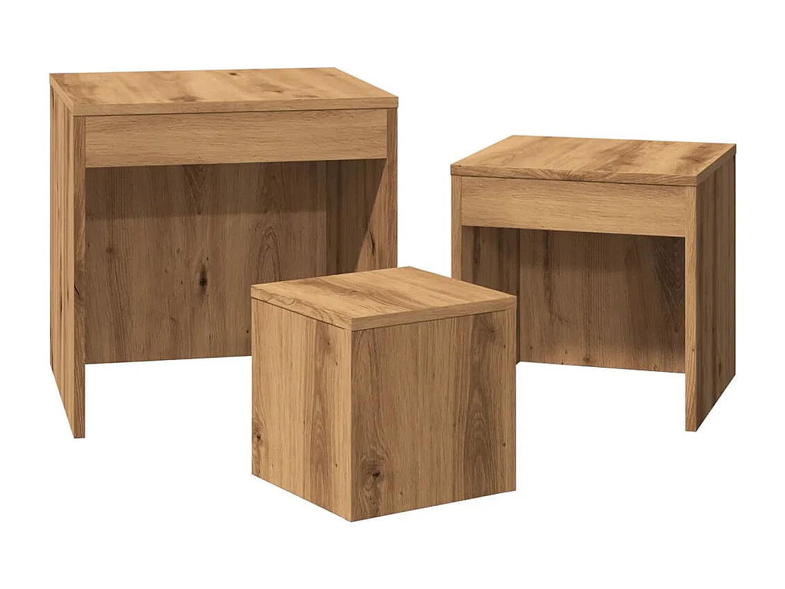 Mesas nido 3 piezas de madera de roble artesanal