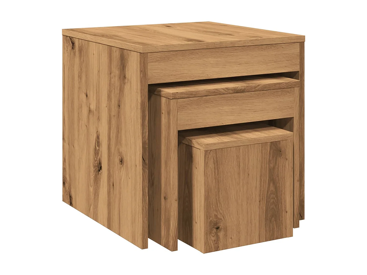 Mesas nido 3 piezas de madera de roble artesanal