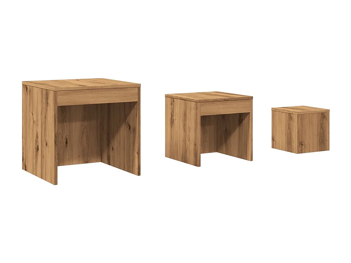 Tables gigognes 3 pcs chêne artisanal bois d'ingénierie