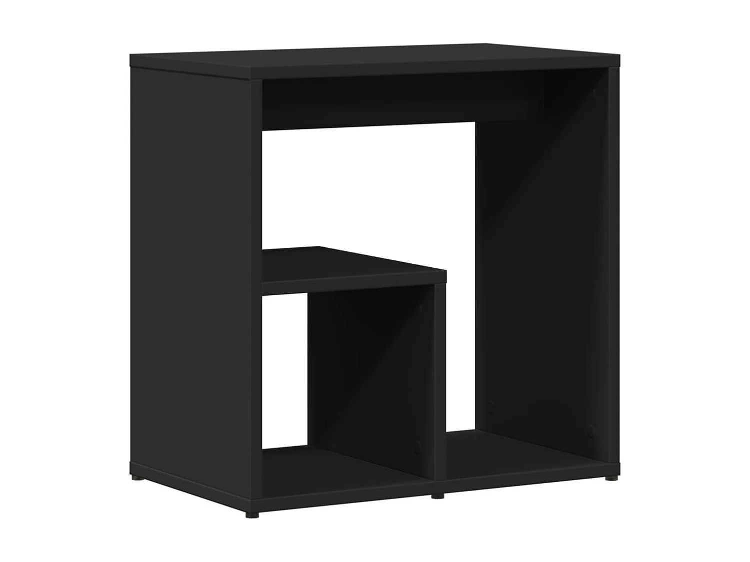 Mesa lateral preta 50x30x50 cm madeira trabalhada