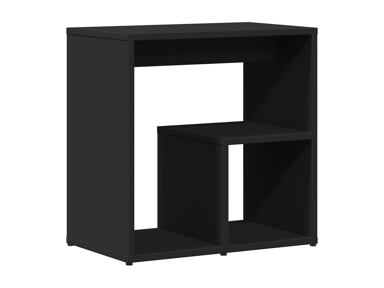 Mesa lateral preta 50x30x50 cm madeira trabalhada