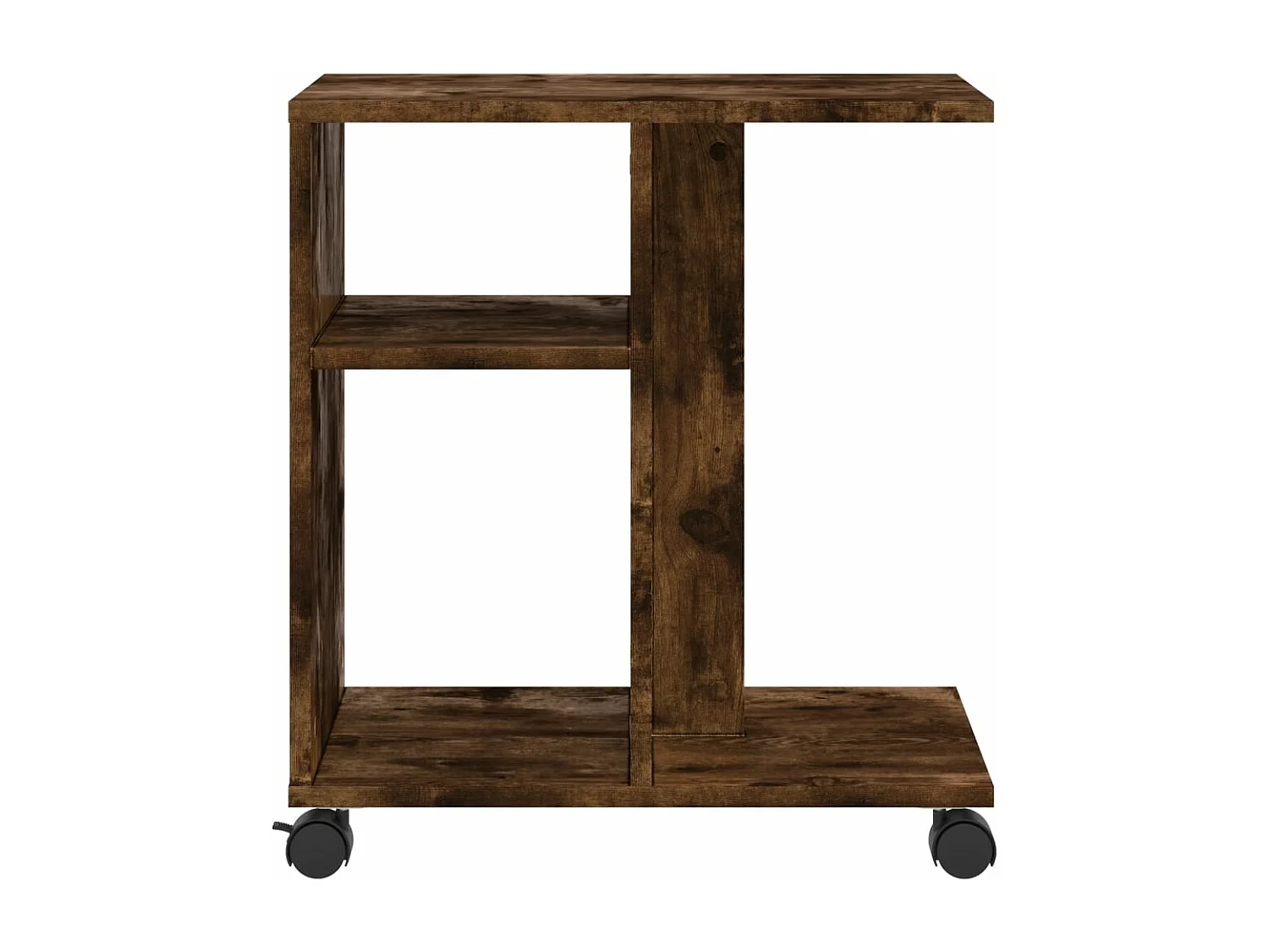 Mesa auxiliar con ruedas de madera contrachapada de roble ahumado