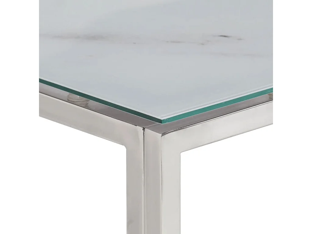 Consoletafel van zilverkleurig roestvrij staal en gehard glas