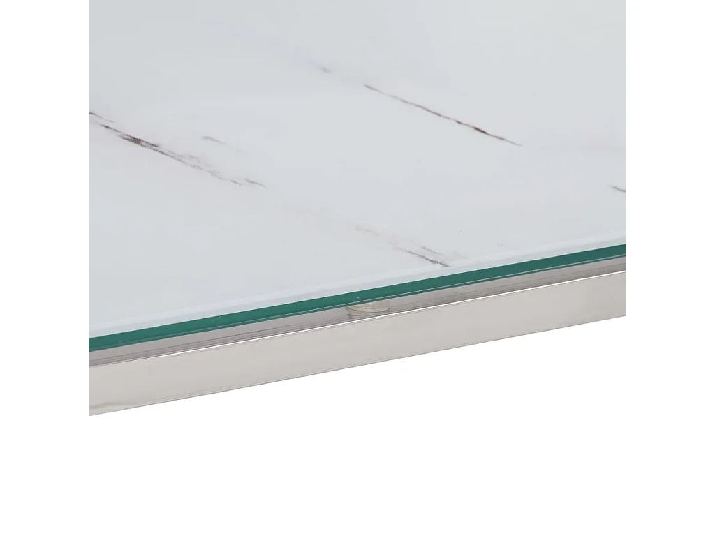 Consoletafel van zilverkleurig roestvrij staal en gehard glas