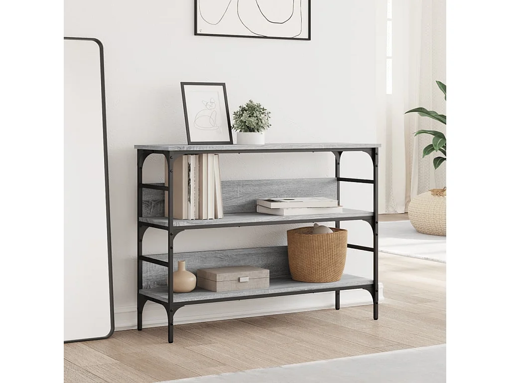 Table console sonoma gris 100x32x75 cm bois d'ingénierie