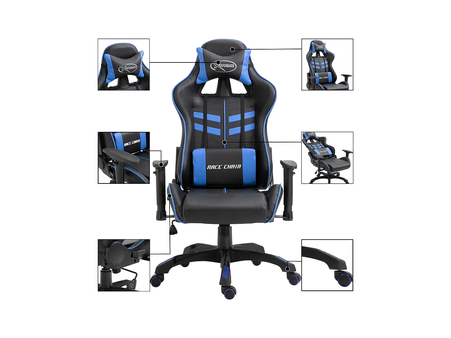 Blauer Gaming-Stuhl aus Kunstleder