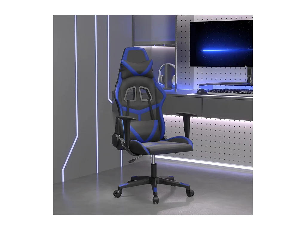 Chaise de jeu de massage Noir et bleu Similicuir