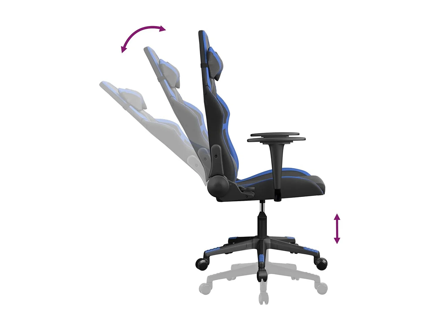 Chaise de jeu de massage Noir et bleu Similicuir