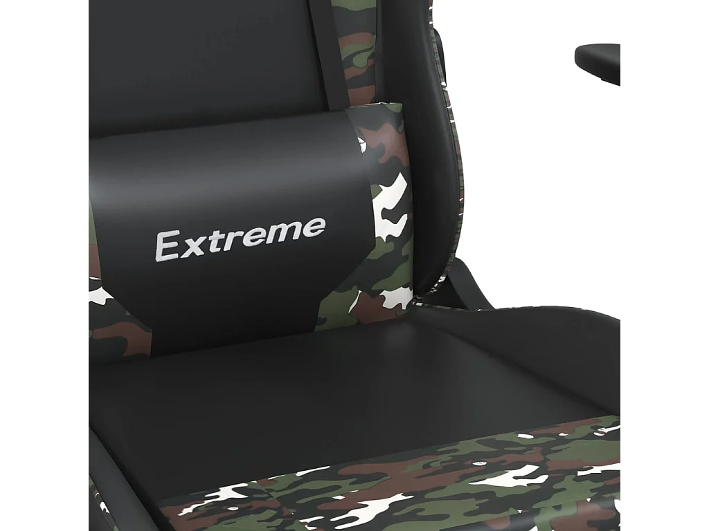 Gaming-Stuhl mit Fußstütze. Schwarzes und tarnfarbenes Kunstleder